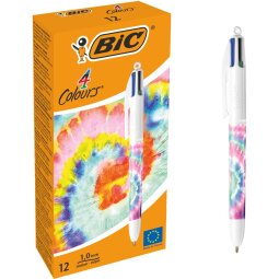 Bic Colours Decors Botanical Universe 4-kleurenbalpen, medium, klassieke inktkleuren, doos van 12 stuks