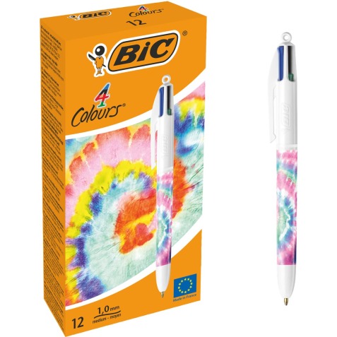 Bic 4 Colours Decors Botanical Universe stylo bille 4 couleurs, moyen, 4 couleurs d'encre classique, boît