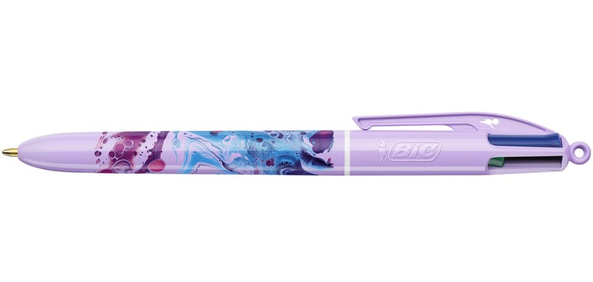 BIC Colours Hydro Purple stylo bille 4 couleurs, moyen