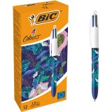 Bic 4 Colours Tie - Dye stylo bille 4 couleurs, moyen, 4 couleurs d'encre classique, boîte de 12 pièces