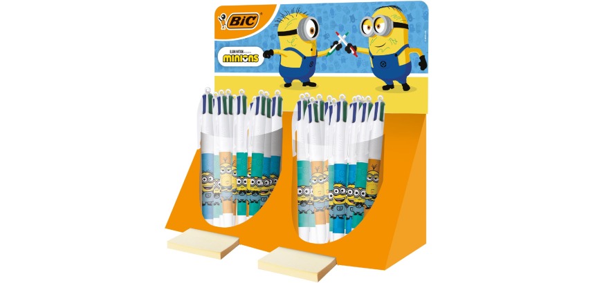 Bic 4 Colours Minions stylo bille 4 couleurs, moyen, 4 couleurs d'encre classique, présentoir de 40 pièce