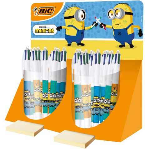 Bic Colours Minions 4-kleurenbalpen, medium, klassieke inktkleuren, display van 40 stuks