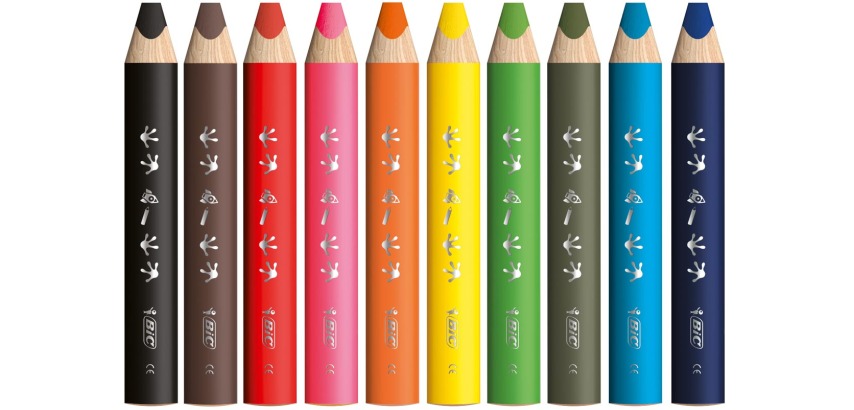 Bic Kids Multi-Surface whiteboard crayons, assorted, set of 3 pieces + sharpener and cloth
