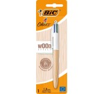 Bic 4 Colours Wood Style ballpoint pen 4 colors, medium, 4 classic ink colors, blister-packed
