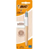 Bic Colours Wood Style, 4-kleurenbalpen, medium, klassieke inktkleuren, op blister
