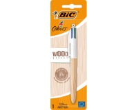 Bic 4 Colours Wood Style stylo bille 4 couleurs, moyen, 4 couleurs d'encre classique, sous blister