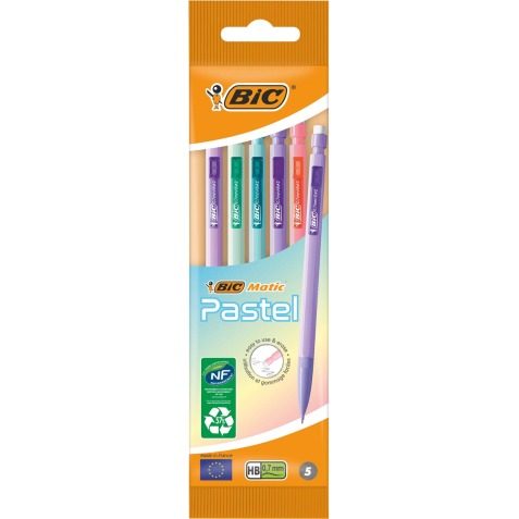 BicMatic portemine Pastel, blister de 5 pièces