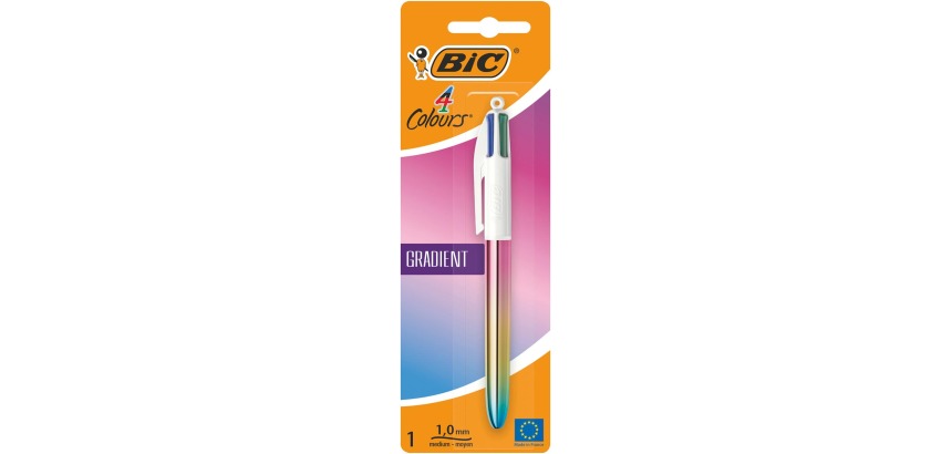 Bic 4 Colours Gradient ballpoint pen 4 colors, medium, 4 classic ink colors, in blister pack