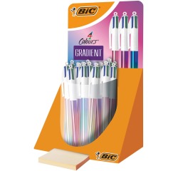 Bic 4 Colours Gradient, stylo bille 4 couleurs, moyen, 4 couleurs d'encre classique, présentoir de 30 piè