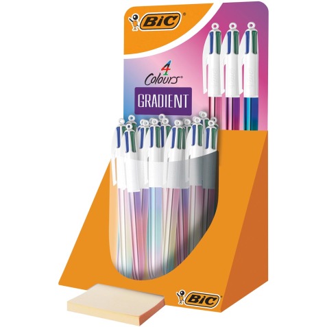 Bic 4 Colours Gradient, stylo bille 4 couleurs, moyen, 4 couleurs d'encre classique, présentoir de 30 piè