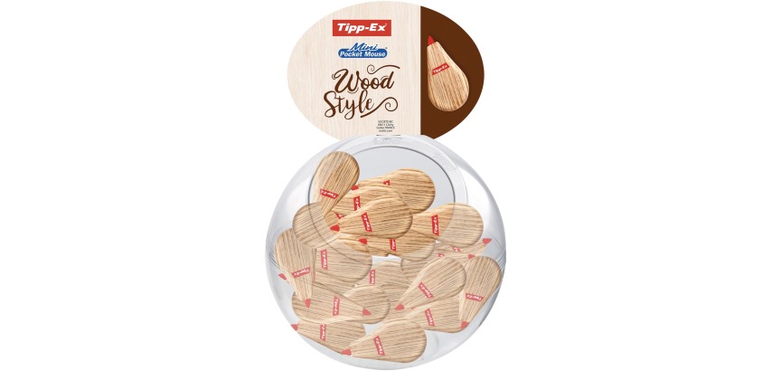 Tipp-Ex Mini Pocket Mouse Wood Style, présentoir de 40 pièces