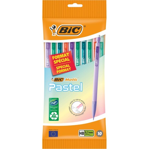 BicMatic pastel portemine, blister de 10 pièces, assorti