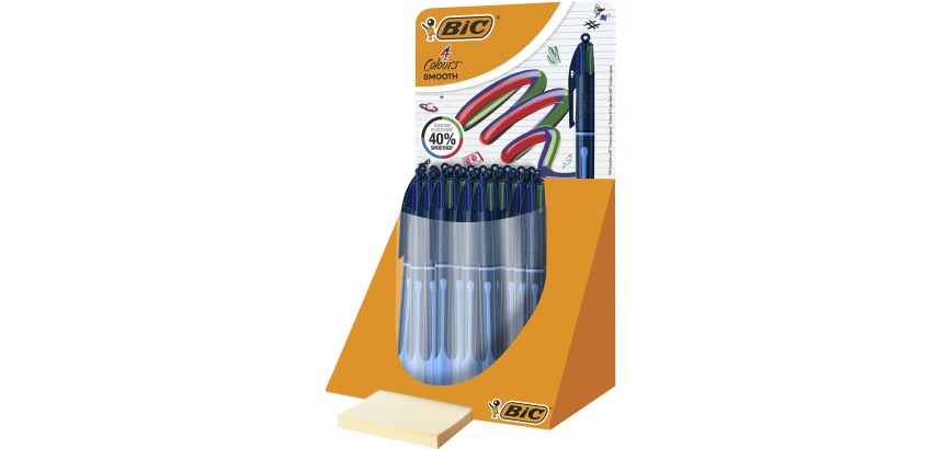 BIC Colours Smooth Drop 4 Colours Ballpoint Pen, Medium, Display of 30 Pieces