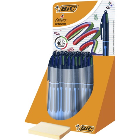 BIC Colours Smooth Drop stylo bille 4 couleurs, moyen, display de 30 pièces