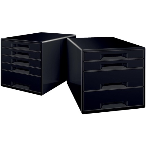 Leitz Dual Black ladenblok met 4 laden, zwart