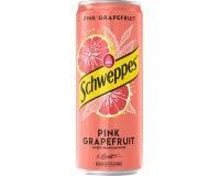 Schweppes Pink grapefruit frisdrank, sleek blik van 33 cl, pak van 24