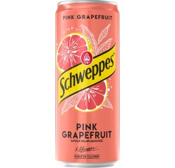 Schweppes Pink grapefruit frisdrank, sleek blik van 33 cl, pak van 24