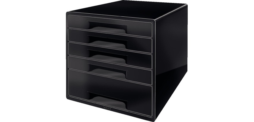 Leitz Dual Black bloc à tiroirs avec 5 tiroirs, noir