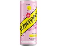 Schweppes Pink frisdrank, sleek blik van 33 cl, pak van 24 stuks