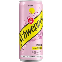 Schweppes Pink frisdrank, sleek blik van 33 cl, pak van 24 stuks