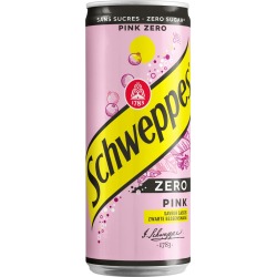 Schweppes Pink Zero frisdrank, blik van 33 cl, pak van 24 stuks