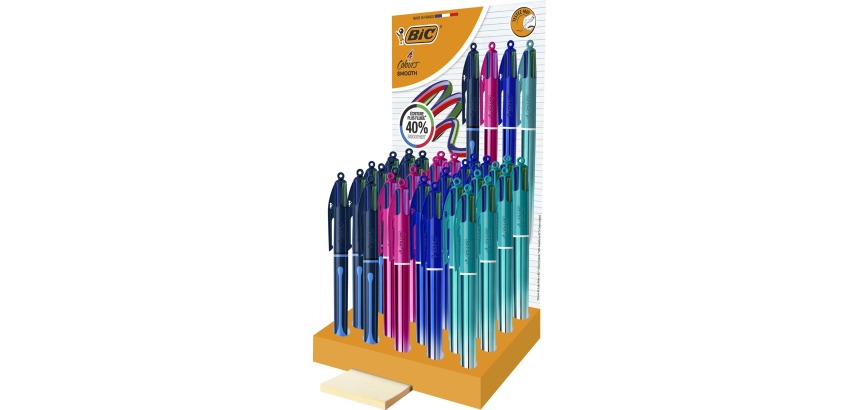 BIC Colours Smooth Drop/Gradiant stylo bille 4 couleurs, moyen, display de 36 pièces