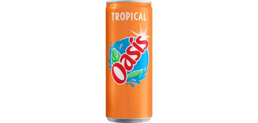 Oasis Tropical fruit juice, sleek 33 cl can, pack of 24 pieces
