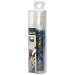 Securit Waterproof krijtmarker medium wit, blister met 2 stuks