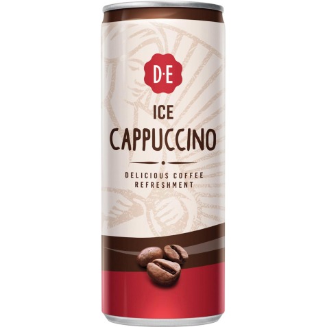 Douwe Egberts ice coffee, Cappuccino, blik van 25 cl, pak van 12 stuks