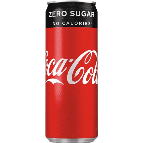 Coca-Cola Zero frisdrank, sleek blik van 25 cl, pak van 24 stuks