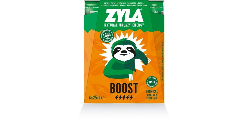 Zyla Boost energy drink, tropical, 25 cl can, pack of 4 pieces