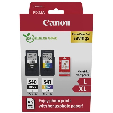 Canon photo value pack 1 x PG-540L + 1 x CL-541XL, 300 - 400, OEM 5224B012, 4 kleuren