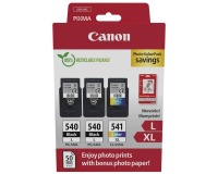CANON PG-540L + CL-541XL Pack 3 cartouches 2 noires + 1 couleur pour imprimante jet d'encre avec 50 papiers photo
