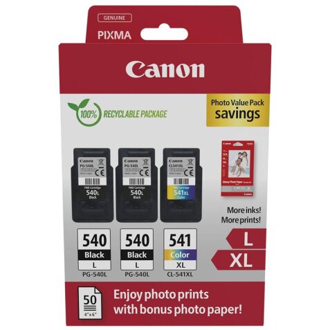 Canon photo value pack 2 x PG-540L + 1 x CL-541XL, 300 - 400 pages, OEM 5224B015, 4 couleurs