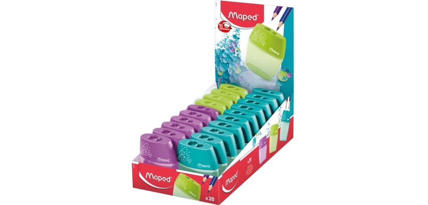 Maped taille-crayon Shaker 2 trous, couleurs assorties