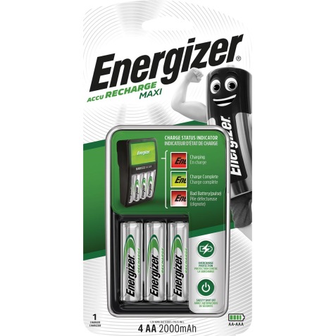 Energizer batterijlader Maxi Charger, inclusief 4 x AA batterij, op blister