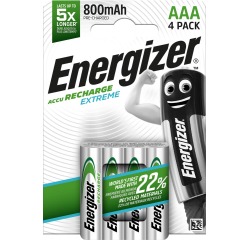 Energizer herlaadbare batterijen Extreme AAA, blister van 4 stuks