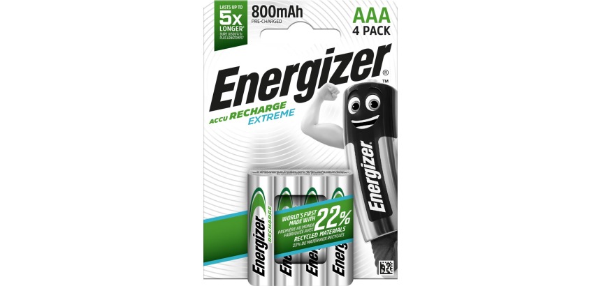 Energizer piles rechargeables Extreme AAA, blister de 4 pièces