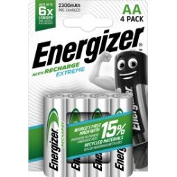 Energizer herlaadbare batterijen Extreme AA, blister van 4 stuks