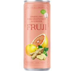 Fruji limonade, sparkling grapefruit & ginger Bio, canette de 25 cl, paquet de 12 pièces