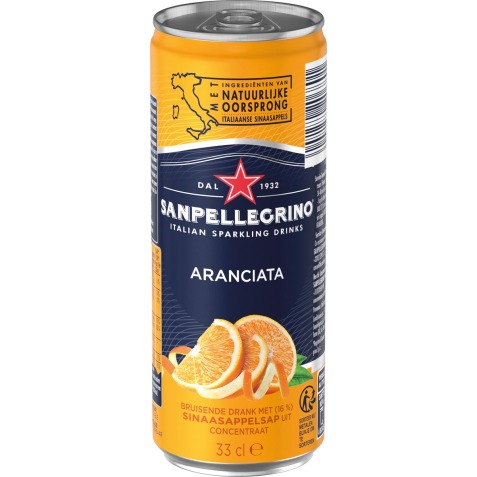 San Pellegrino limonade orange, canette mince