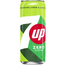 7up zero frisdrank, sleek blik van 33 cl, pak van 24 stuks