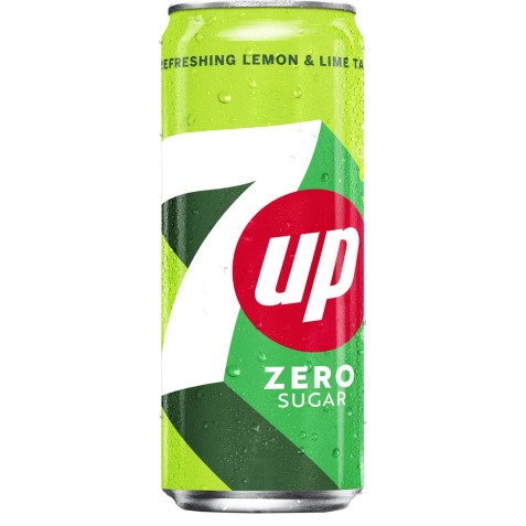 7up zero boisson rafraîchissante, sleek canette de 33 cl, paquet de 24 pièces