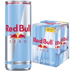 Red Bull boisson énergisante, zero, cannette de 25 cl, paquet de 4