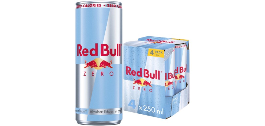 Red Bull boisson énergisante, zero, cannette de 25 cl, paquet de 4