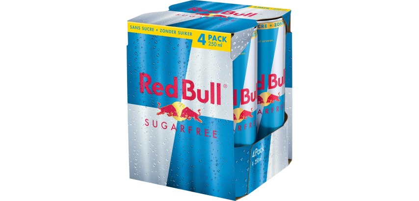 Red Bull Energydrink, zuckerfrei, Dose 25 cl, Packung mit 4