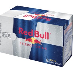 Red Bull energiedrank, regular, blik van 25 cl, pak van 8 stuks