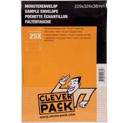 Cleverpack monsterenveloppen, ft 229 x 324 x 38 mm, met stripsluiting, wit, pak van 25 stuks