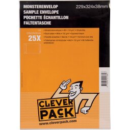 Cleverpack monsterenveloppen, ft 229 x 324 x 38 mm, met stripsluiting, wit, pak van 25 stuks