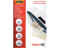 Fellowes pochette à plastifier Capture125 ft 65 x 95 mm, 250 microns (2 x 125 microns), paquet de 100